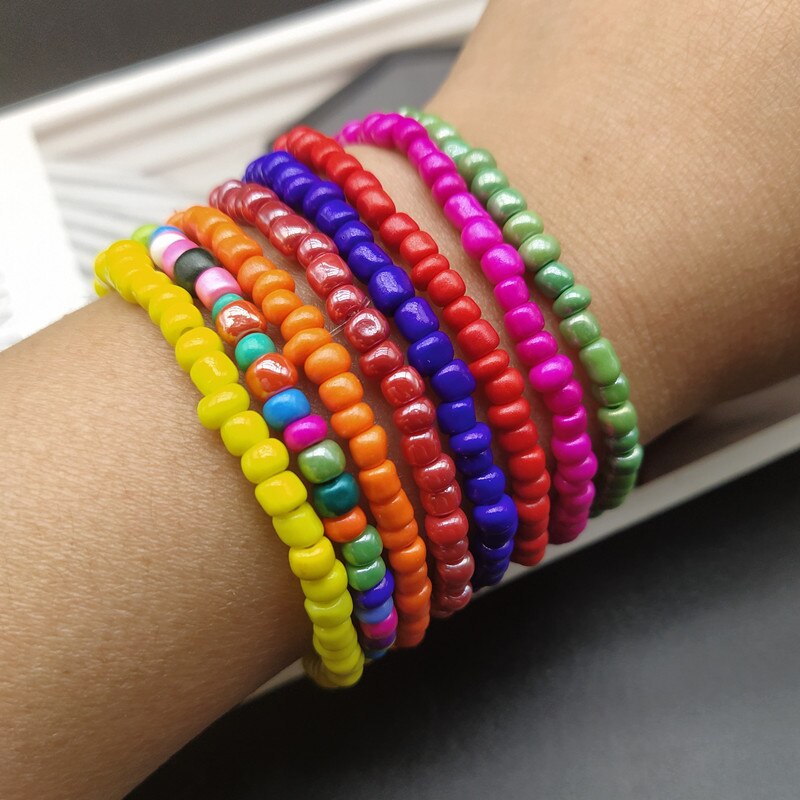 Kleurrijke Rijst Kralen Armband Set Zomer Strand Vriendschap Armbanden Handgemaakte Boho Sieraden Cadeau Voor Vriend Armband