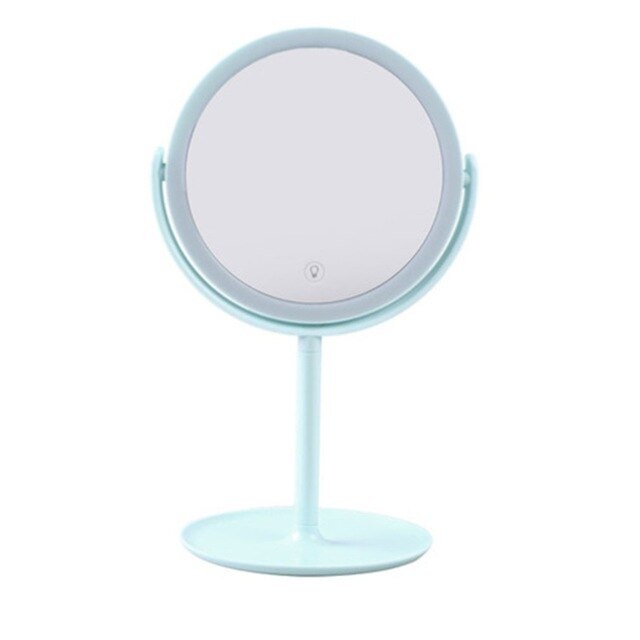 360 Degrees Rotation Makeup Mirror 22 LED Lights Touch Screen Dimmable Table Mirror USB Power Supply: blue