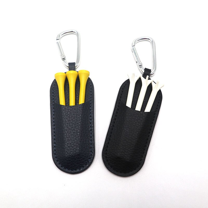 2PCS Small Golf Tees Holder Carrying Storage Case Leather Pouch with Clip