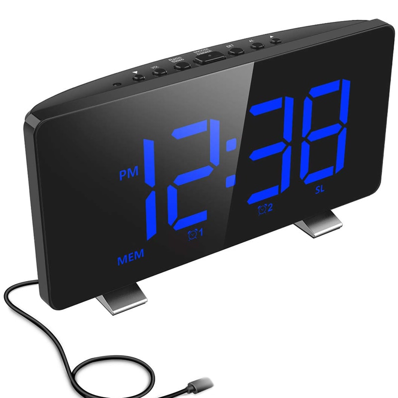 Digital Alarm Clock, ELEGIANT Alarm Clocks for Bedrooms with FM Radio,Dual Alarms,6.7 inch LED Sn,USB Port for Charging,Auto: Default Title