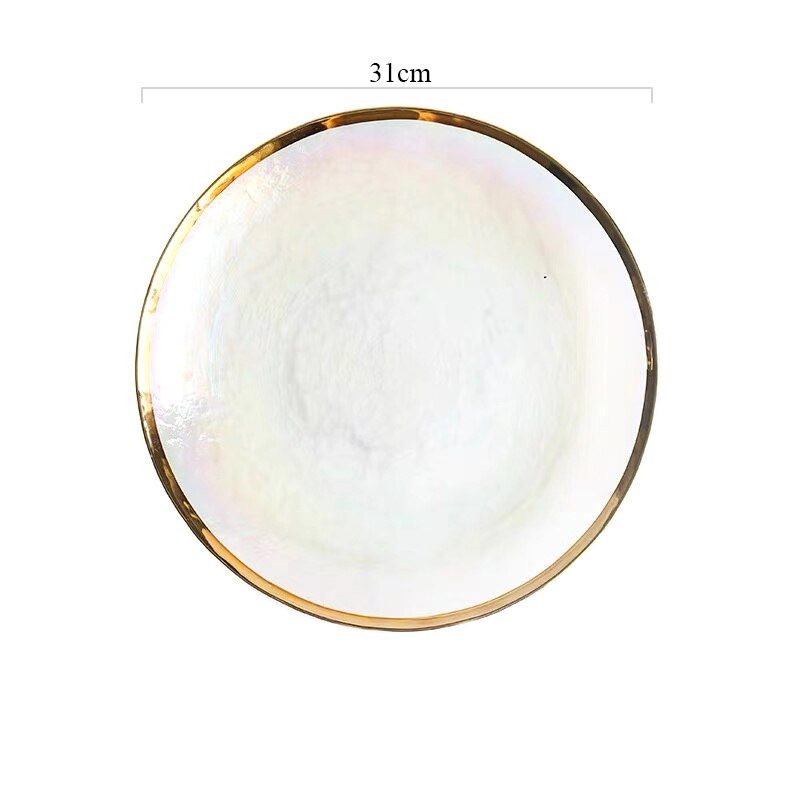 Colorful Painted Gold Glass Bowl Dish Seven Color Transparent Hammer Grain Glass Dessert Steak Plate Salad Fruit Bowl Dinnerware: Coffee