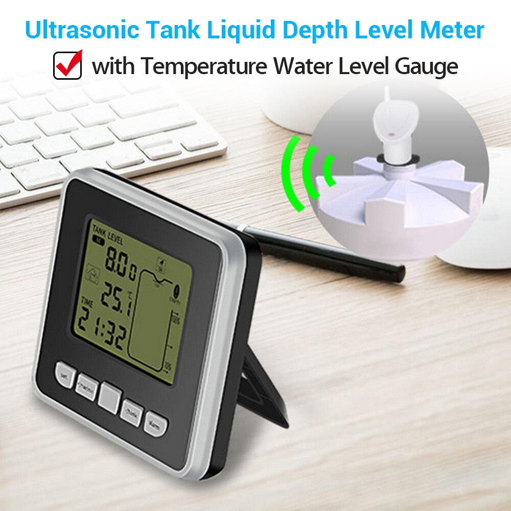 Termometer ultralydsniveau flowmåler 0 ~ 15m dybdemålermåler og  -40 ~ 60 måleområde niveau måler