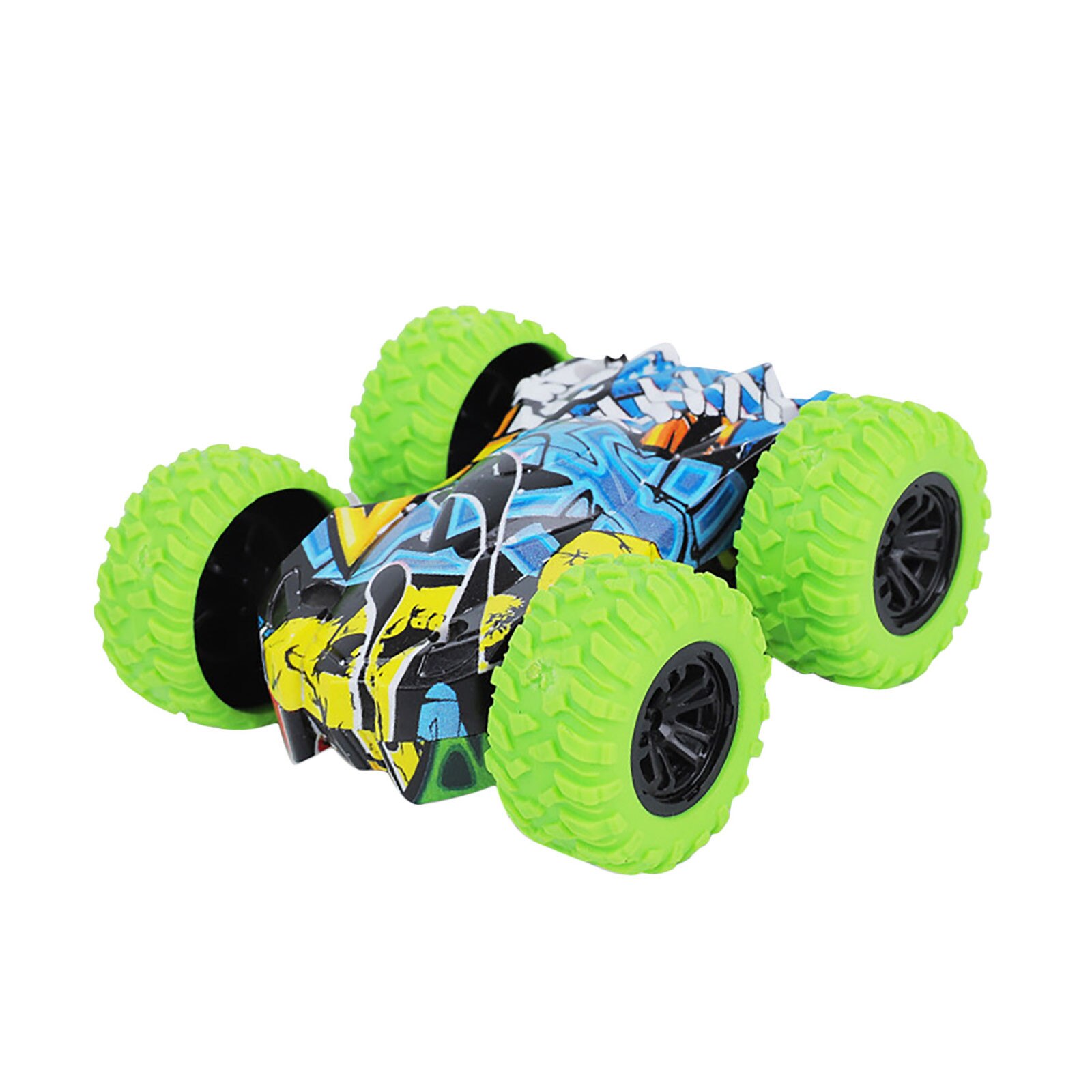 Inertia-double Side Stunt Graffiti Car Off Road Model Car Vehicle Kids Toy For Kids Children Christmas Car Toys: Green 