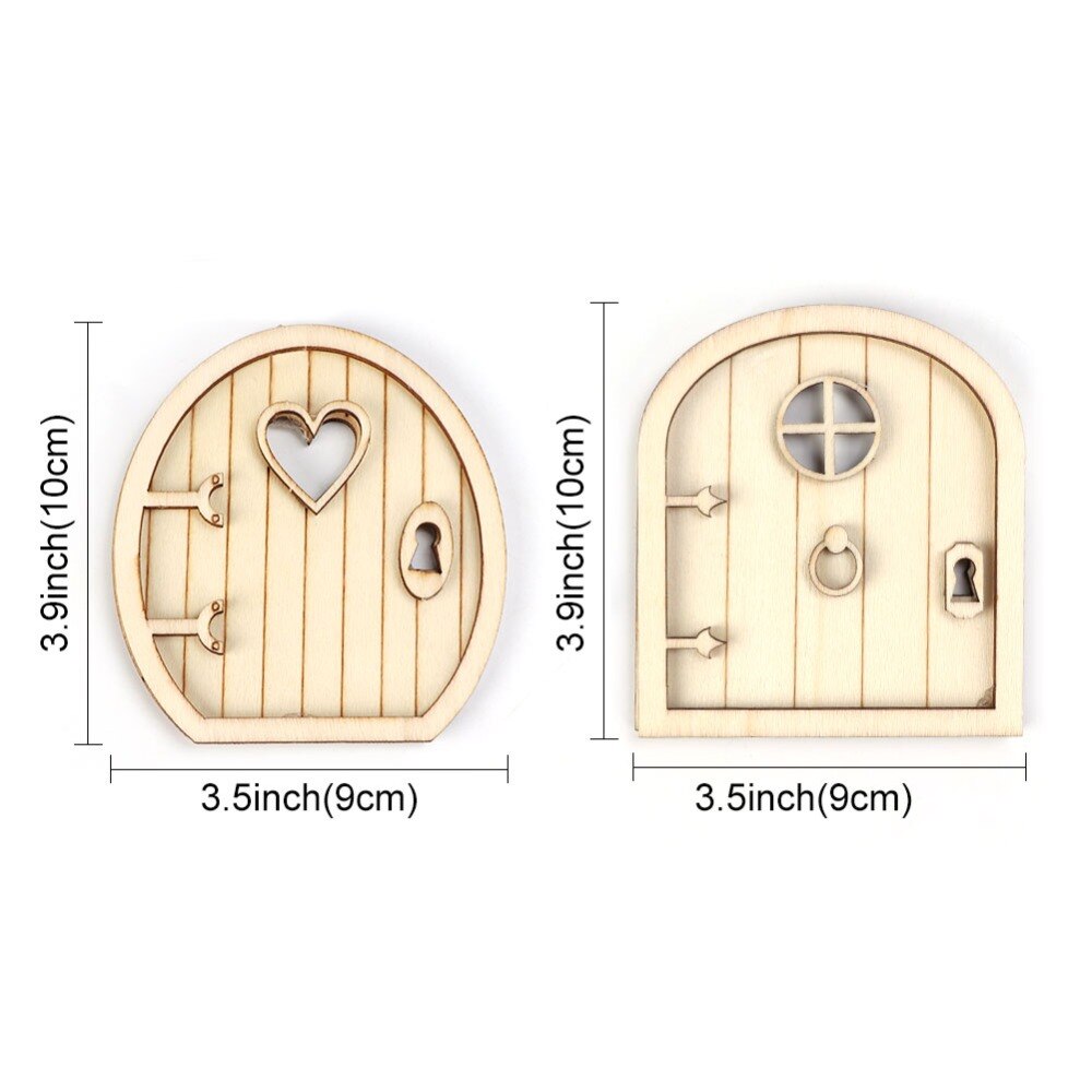 Ourwarm 6 stk træ fe havedør håndværk alf håndværk diy favor miniature fe haven tegn diy vintage hjem indretning hobby