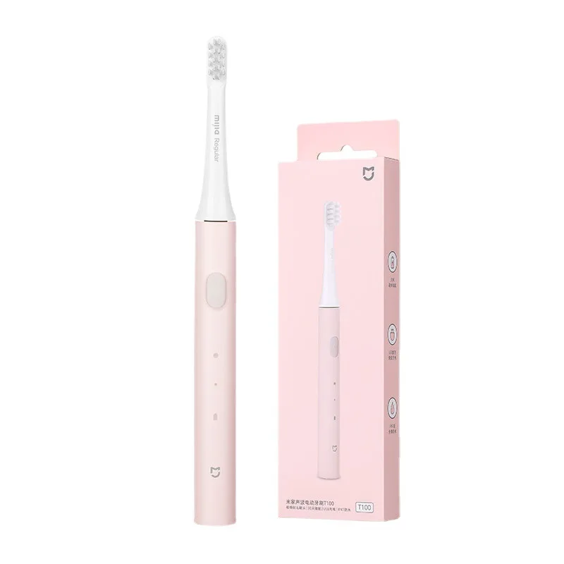Xiaomi T100 cepillo de dientes eléctrico cabezales Mijia T100 cepillo de dientes de limpieza profunda Oral eléctrico limpieza de dos velocidades: Rosa