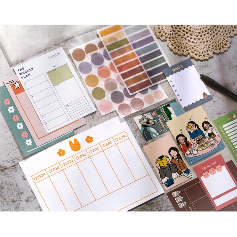 Veckoplanerare papper klistermärke dagbok kawaii agenda schema skola kontor student pm schema leveranser: Orange