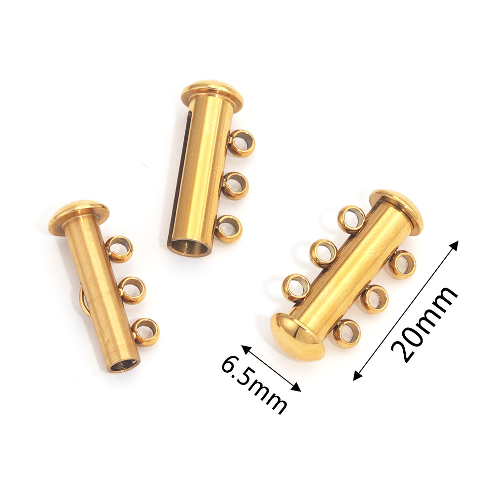 2 uds. De pulseras en capas de acero inoxidable, collares, bloqueo de tubo deslizante, ganchos de cierre espaciador, conectores de cerraduras para suministros de joyería: Negro