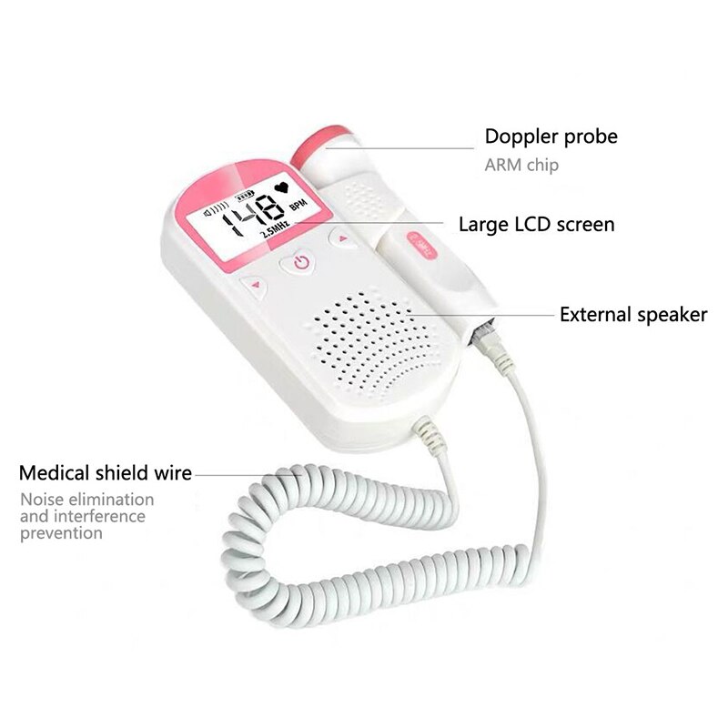 Doppler Fetal Baby Heart Rate Monitor Pocket Doppler 2.5MHz Ultrasound