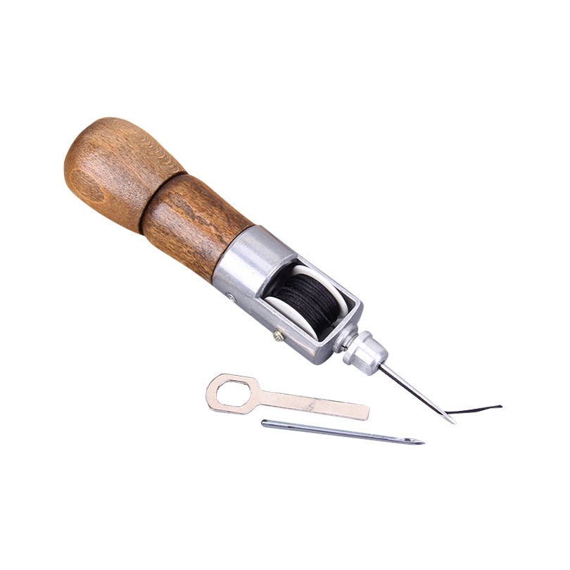 Leather craft Sewing DIY Handmade Leather hand-stitching Tool Sewing Kit Lock Stitch Awl +2 Needles+Wrench