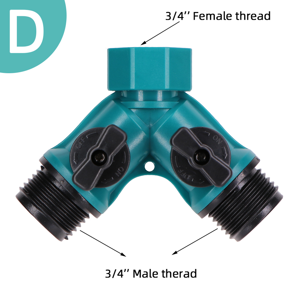Garden Irrigation Connector 2 way four-way separator 1/2 "3/4" to 1/4 "barb 2 way tubing adapter suitable for plant irrigation: Red
