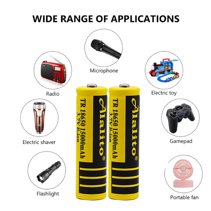 18650 Li-Ion battery 15000mah rechargeable battery 3.7V for LED flashlight flashlight or electronic devices batteria