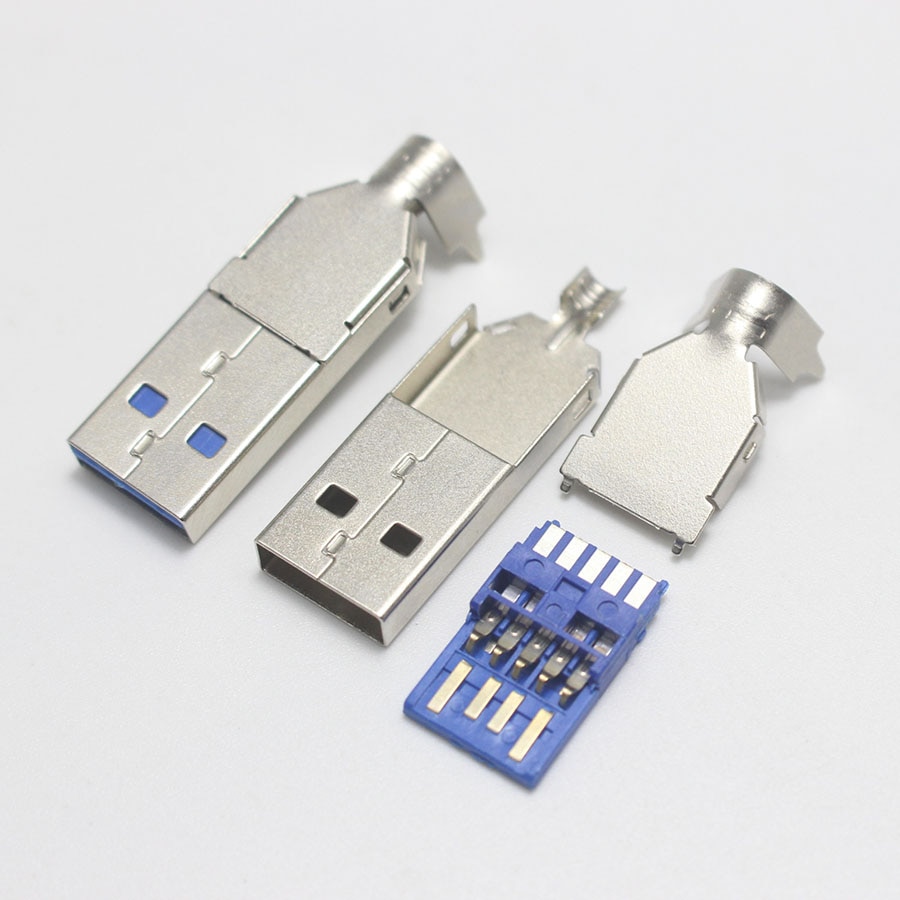1/2/5 sett usb 3.0 type en hannkontakt jack loddetype 3 in 1 høyhastighets usb 3.0 jack mannlig ladestikk for diy