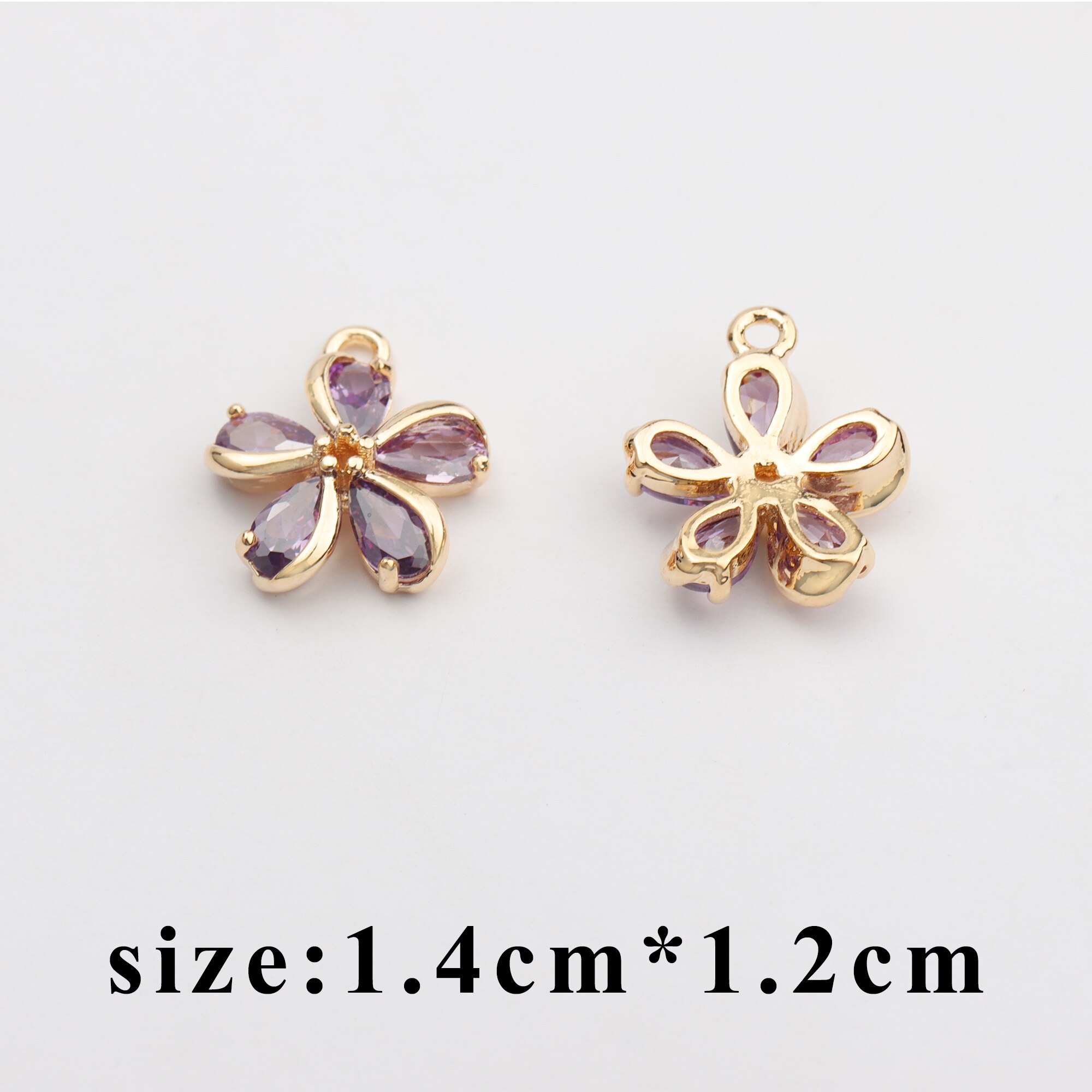 GUFEATHER M763, schmuck zubehör, 18k Gold überzogen, 0,3 mikrometer, zirkon anhänger, blume bilden, schmuck machen, diy ohrring, 10 teile/los