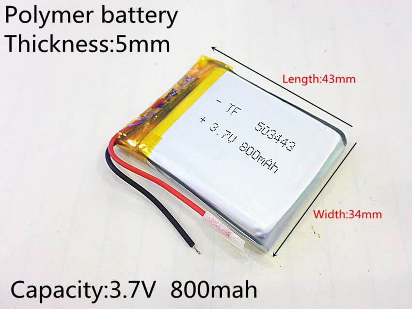 3.7V 800mAh 503443 Lithium Polymer Li-Po li ion Rechargeable Battery cells For Mp3 MP4 MP5 GPS