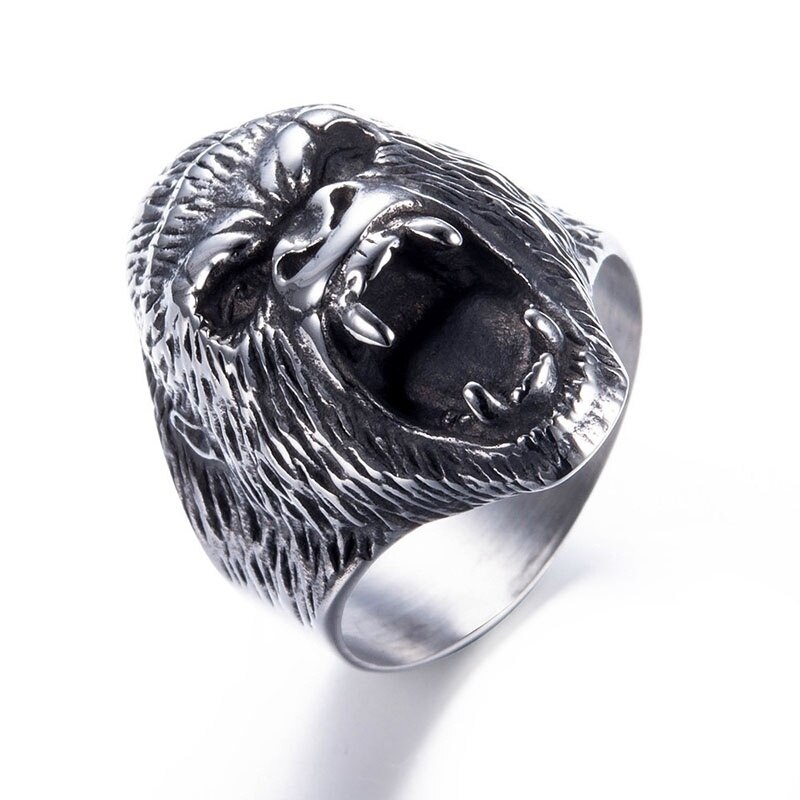 Gorilla Skull Alloy Ring for Men Retro Exaggerated Personality Men's Rings Jewelry Accessories