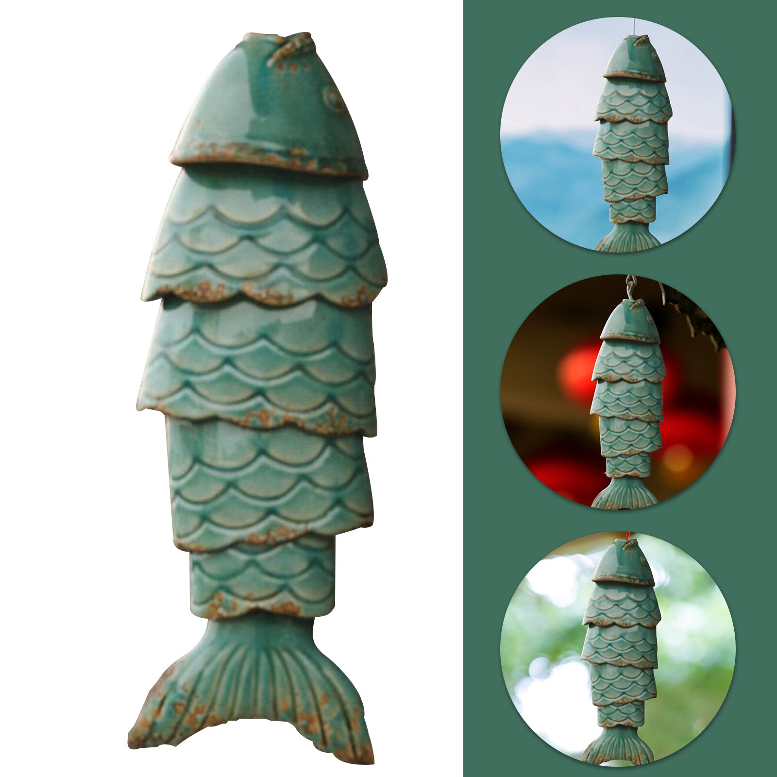 Carillón de viento de pez Koi de colores, carrillón de viento de resina para exteriores, colgante, de Navidad, decoración de jardín