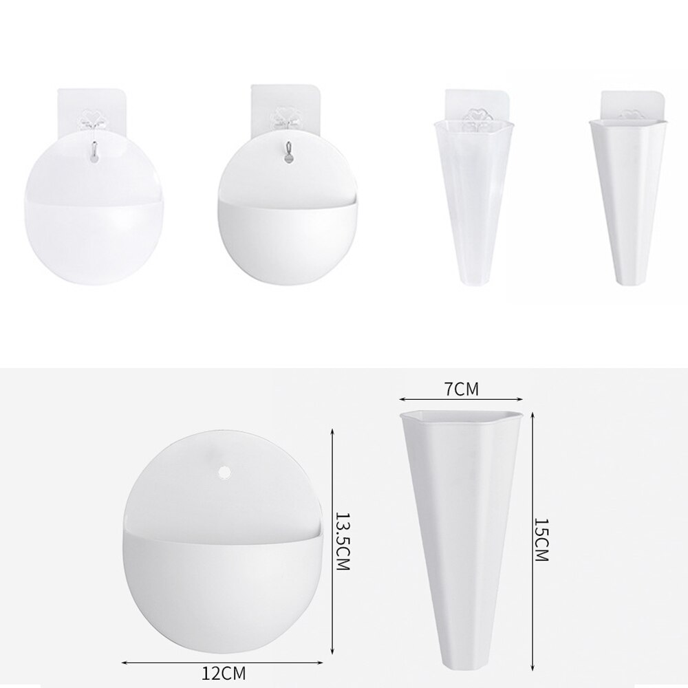 Nordic Plastic White Vases PP Transparent Wall Mount Flower Base Garden Supplies Home Hanging Flower Planter Pots Decor Vases