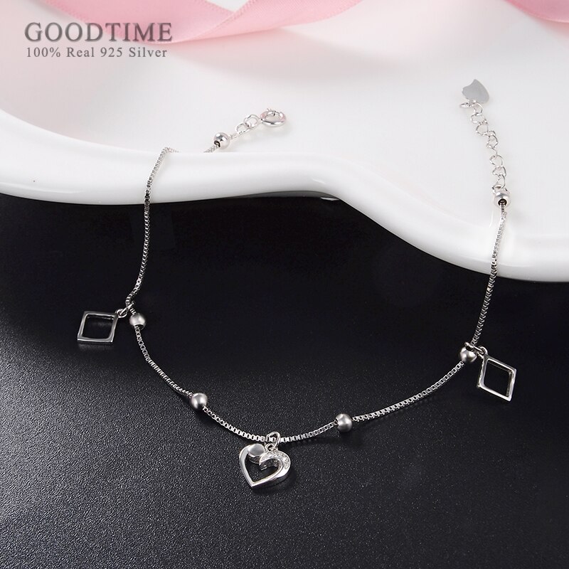 Vrouwen Enkelband Puur 925 Sterling Zilver Liefde Hart Zirkoon Enkelbandje Aan Dame Decoratie Sieraden Voet Accessoires Dress Up Voor Meisje