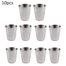 10Pcs 30ml Stainless Steel Cup Anti-fall Children Metal Travel Drinking Container Beer Cola Milkshake Cup Metal Mugs Drinkware