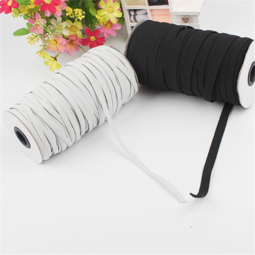 Elastic Bands White and Black 100 Meters 3mm 4mm 5mm 6mm Polyester Elastic Bands for Clothes Garment Sewing Accessories
