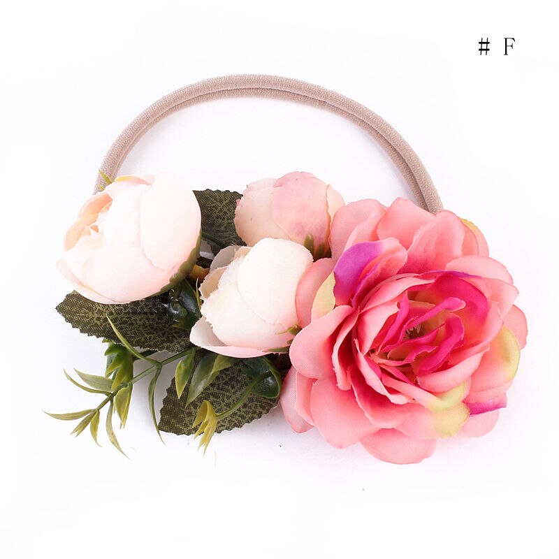 Diadema de flores hecha a mano bebé verano estilo recién nacído diadema, corona de flores niños a juego guirnalda accesorios de bandas para el cabello: 6