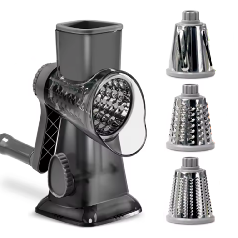 Keukengadget 3-in-1 Handslinger Groentesnijder Handmatig Arbeidsbesparende Roterende Kaasrasp Plastic Groentenversnipperaar Wortelen: Donker Kaki