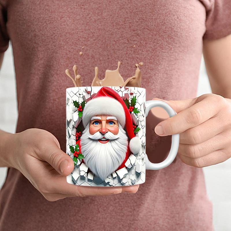Christmas Santa Claus Ceramic Mug,3D Coffee Mugs, Vintage Water Cups, Tea Milk Mug, Christmas for Kids a