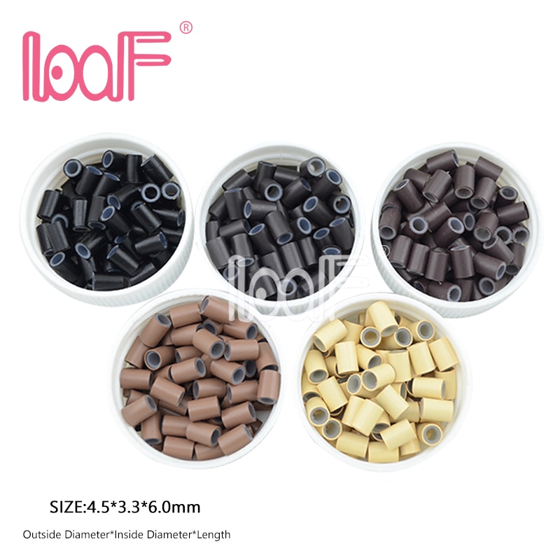 Loof 500 stk 4.5*3.3*6.0 silikone foret kobberrør mikrolinks loop ringe hårperler til menneskehår extensions værktøjer
