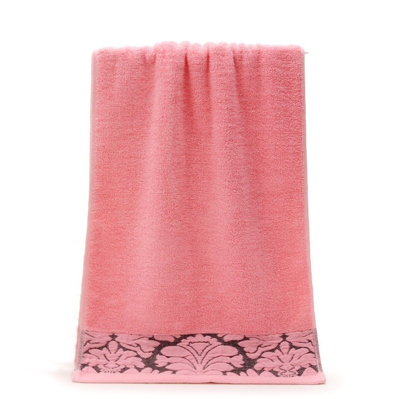 Ansigt og badehåndklæde sæt voksen almindelig farve vandabsorption bomuld jacquard til badestrand hotel: Lyserød / 70 x 140cm