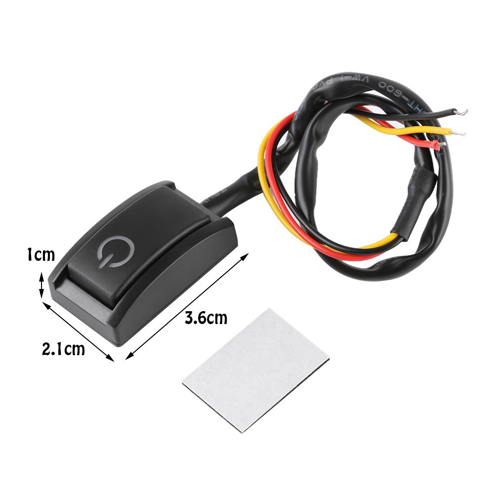 Universal DC12V/200mA Black Car Push Button Switch Adhesive Latching Turn ON/OFF Switch Symbol Paste Type Push Button