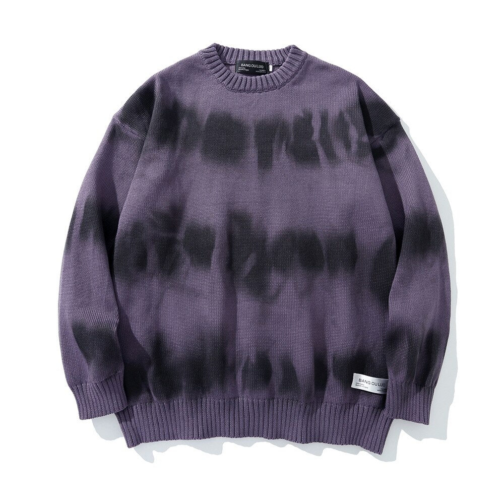 Hommes Hip Hop pull pull Streetwear cravate teinture vêtements tricotés rétro Vintage automne pull femmes japonais surdimensionné couverture en coton
