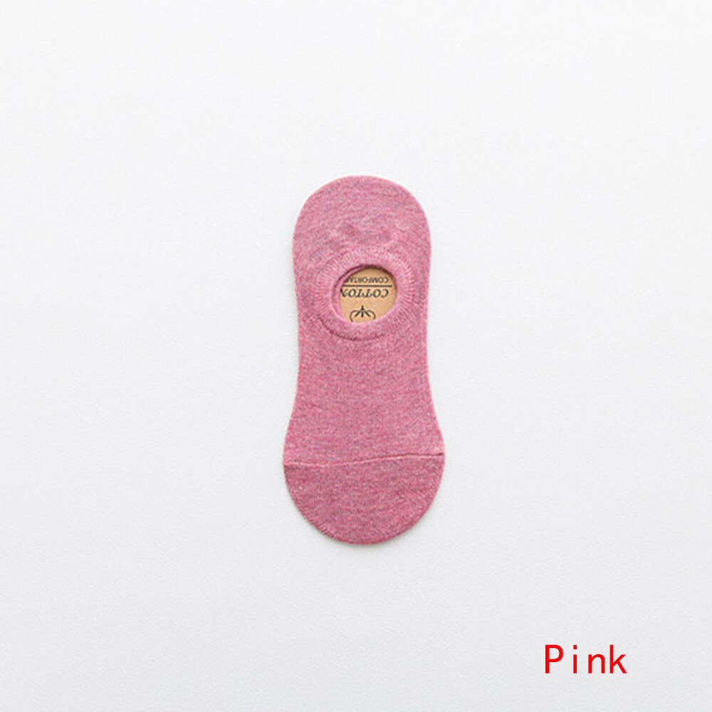 1 Pair Soft Women Socks Solid Color Shallow Mouth Breathable Comfortable Socks Women Cotton Non Slip Boat Cotton Socks: pink