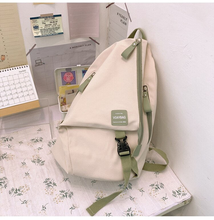 Nylon School Bags for Teenage Girls Large Capacity School Laptop Backpacks Women Travel Shoulder Bags College Students Bookbags: White / Only backpack