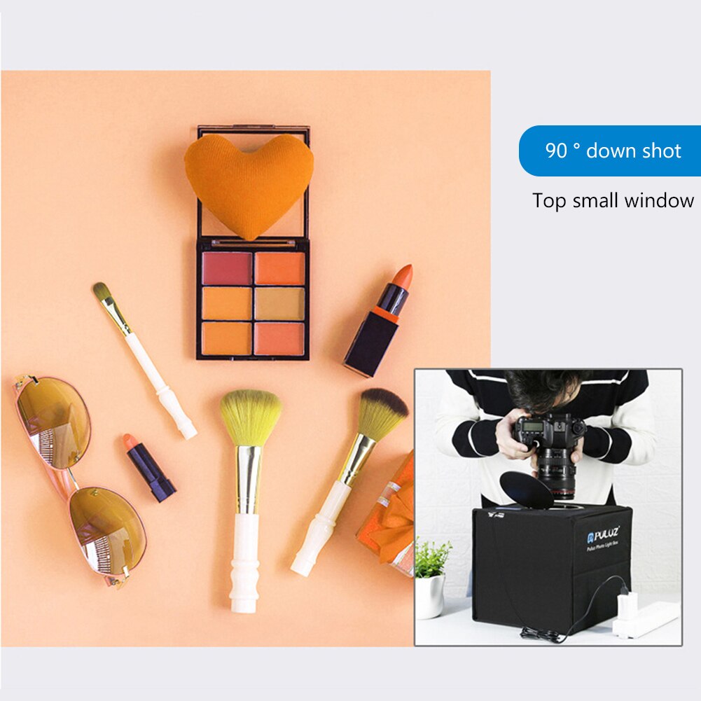 PULUZ Mini Folding Lightbox LED Ring Light Photo Studio Shooting Tent Box Kit 12 Colors Background USB Light Box for DSLR Camera