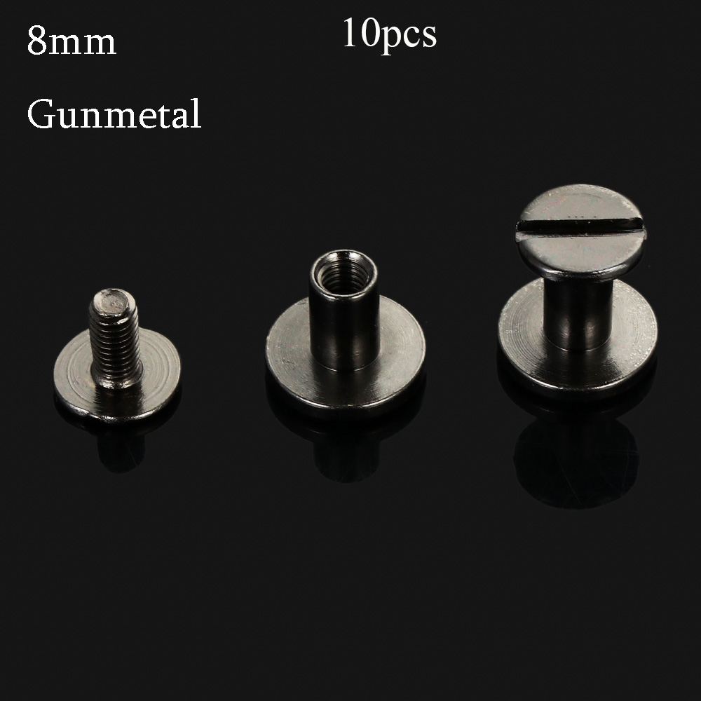 10Pcs 5/6.5/8Mm Diy Band Klinknagels Schroef Leather Craft Solid Nail Bolt Boekhouding Ronde Kop Schroeven Bagage Craft Messing nail: gunmetal-8mm-10pcs