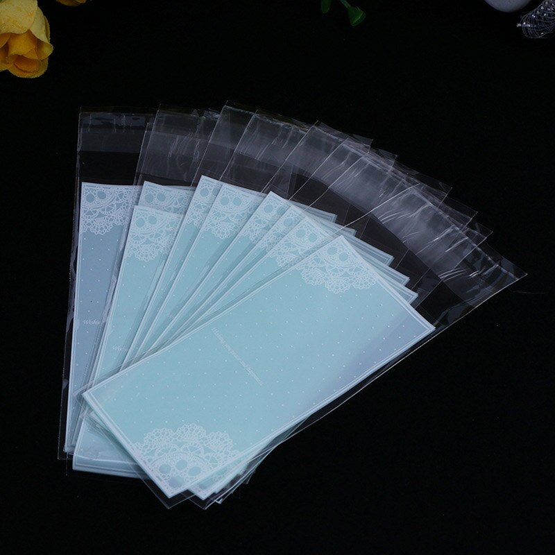 100 teile/los Größe 5*10 + 3 cm Kunststoff Cookie Verpackung Kuchenverpackung Taschen opp Selbstklebende tasche für DIY Süssigkeit Lippenstift packag: Blau 06