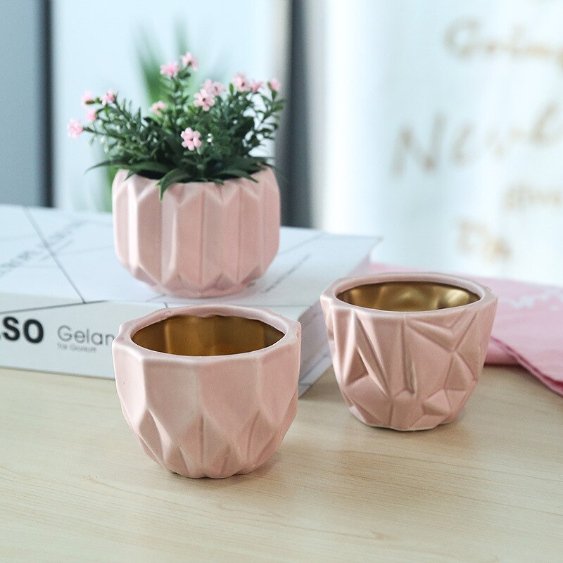 Thuis keramische bloempot decoratie bureaublad driedelig pak vetplanten bloempot kleine bloempot keramische vaas potten: Drie