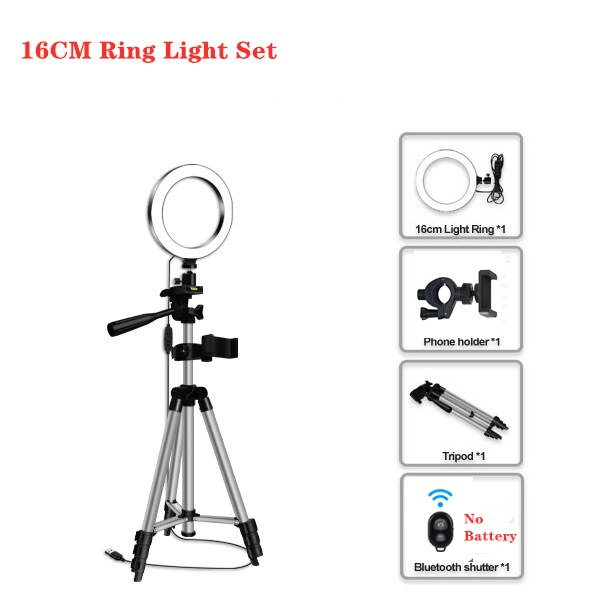 26cm anneau lumière Dimmable caméra Photo Studio téléphone vidéo LED beauté maquillage photographie anneau lampe avec trépied support pour téléphone: 16cm set