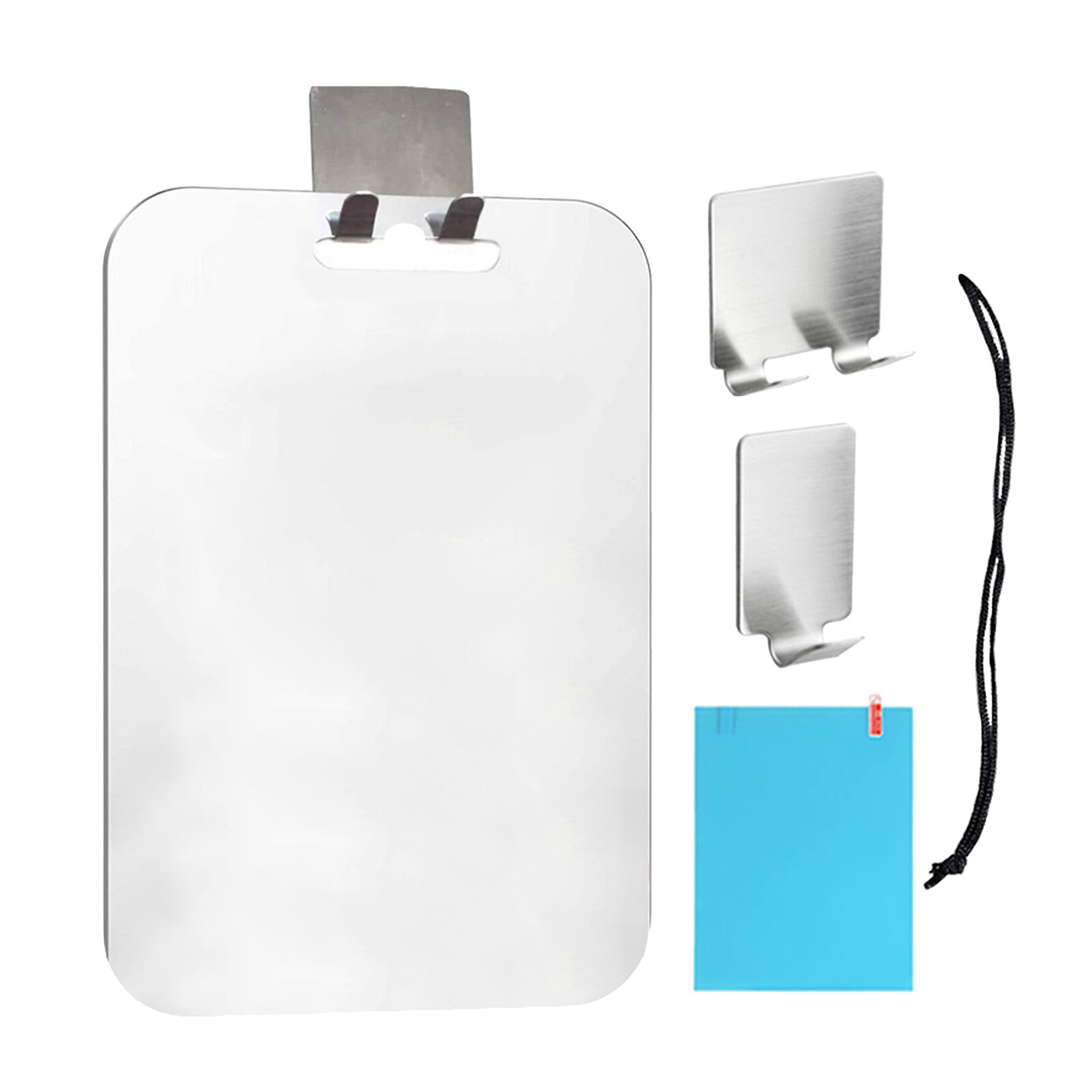 Deluxe Large Fogless Shower Mirror 2 Adhesive Hooks Acrylic Fog-Free Frameless Bathroom Makeup Shave Portable Men Women