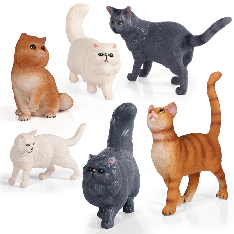 Børn model fast kæledyr kat model gul kat persisk sort og hvid killing statisk dyremodel legetøjsdekoration