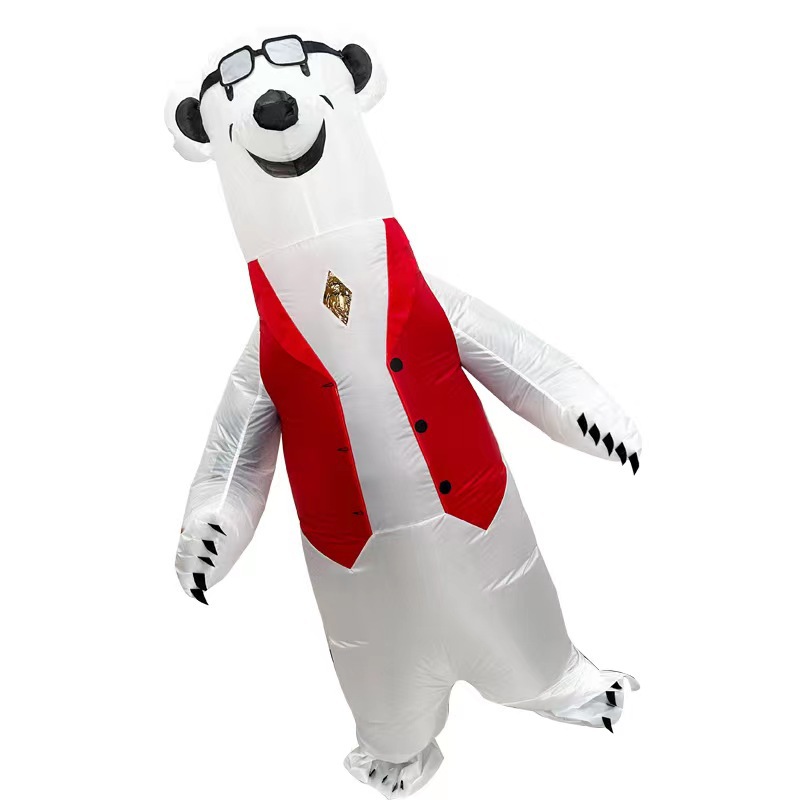 Polar Bear Inflatable Costume Christmas Party Performance Atmosphere Props Cartoon Clothes for All Ages: black