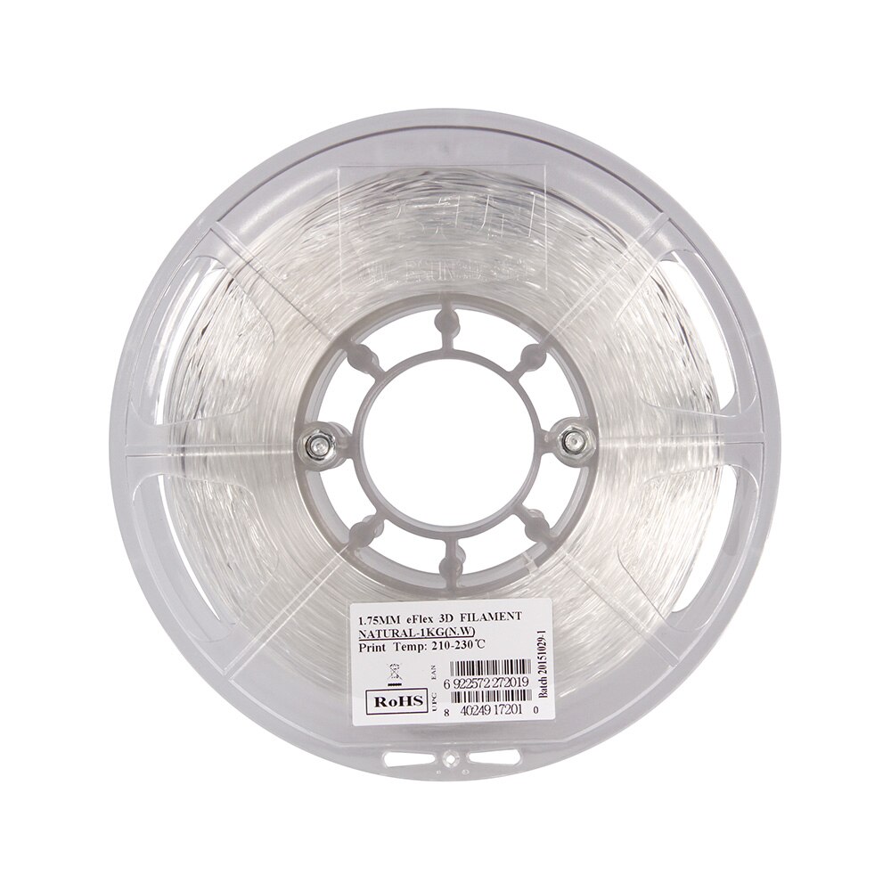 eSUN eFlex TPU Filament 1.75mm 1kg (2.2lb) Spool 3D Printer Consumables Natural Semi-Transparent Material Refills