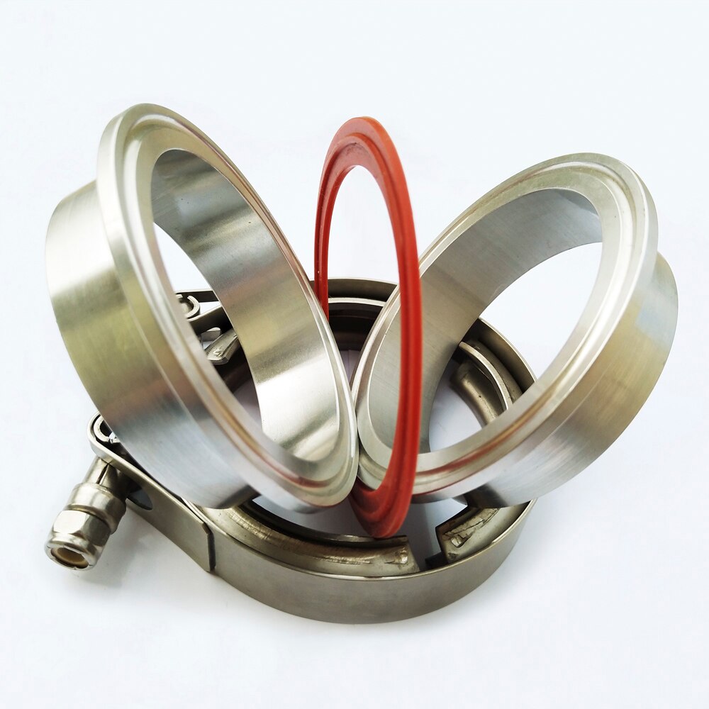 ZUCZUG1.5-5.0" Stainless steel V band clamp with sealing ring Aluminum flange kit for exhaust pipe clamps