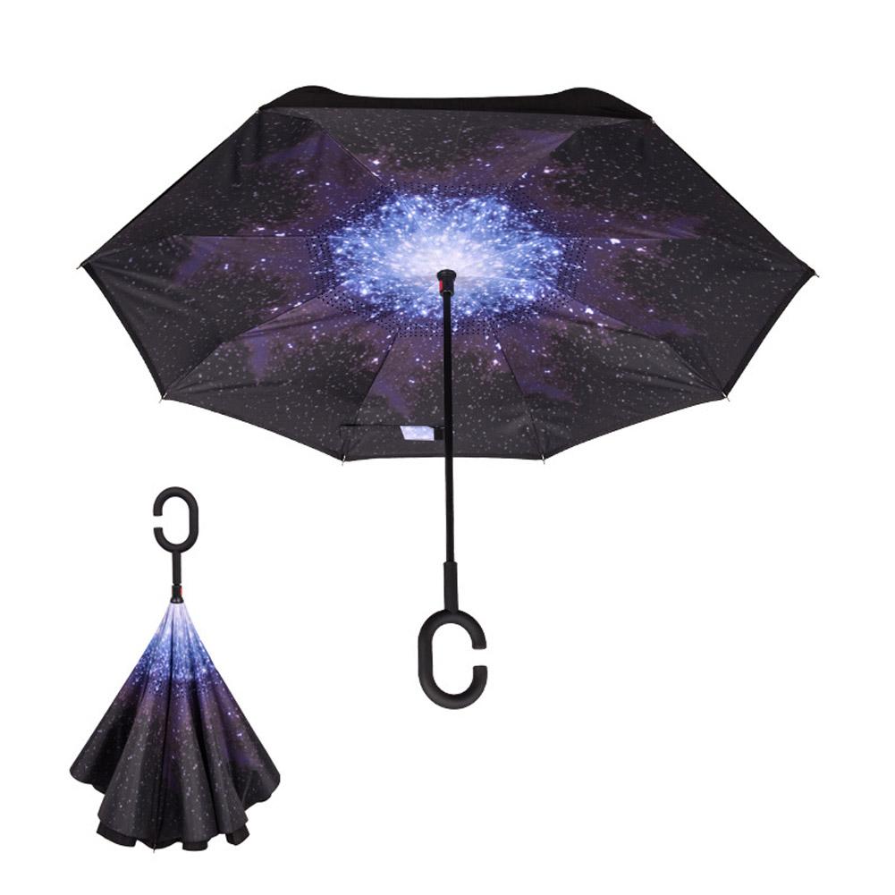Dobbeltlags doven paraply vindtæt omvendt foldning omvendt chuva paraply selvstående regnbeskyttelse c-krog hænder til bil
