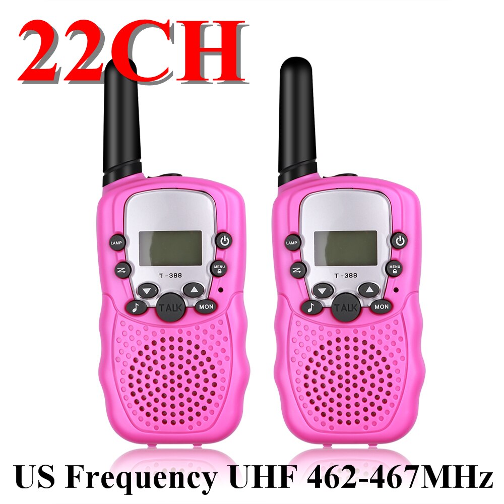 新しい T388 8CH 22CH 2 個ミニトランシーバー子供ラジオ局 0.5 ワット PMR PMR446 FRS UHF ポータブルラジオ communicator のギフト子供のための: Pink 22CH