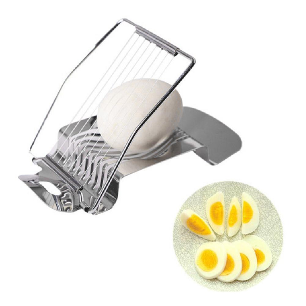 Cortador de huevos de cocina para el hogar, cortador de huevos cocidos de acero inoxidable, cortador de sección de huevos de alambre para huevos duros, herramientas de cocina