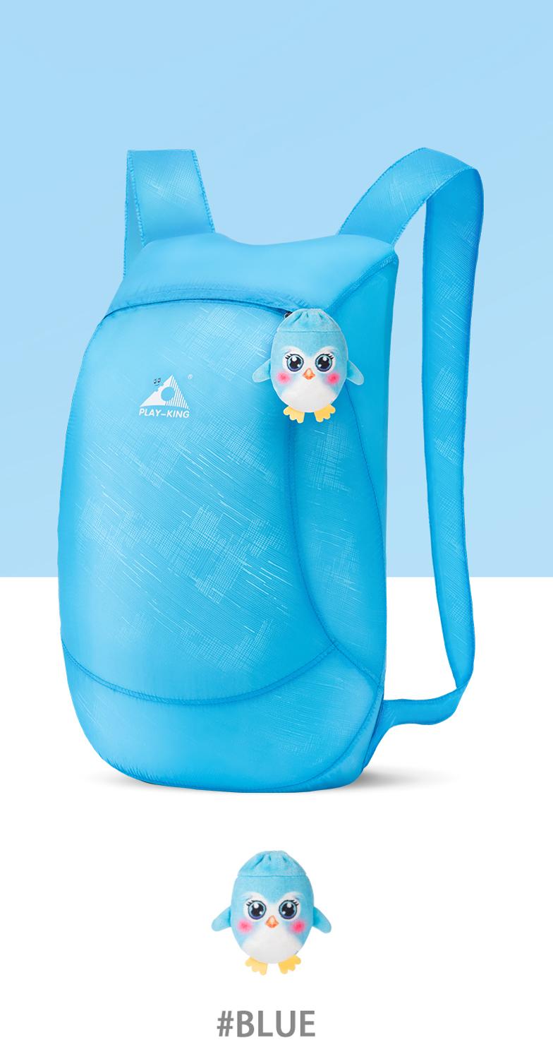 PLAYKING-mochila plegable de nailon ligero para mujer, bolsa pequeña de viaje, impermeable, para ir de compras o de la escuela: Color azul