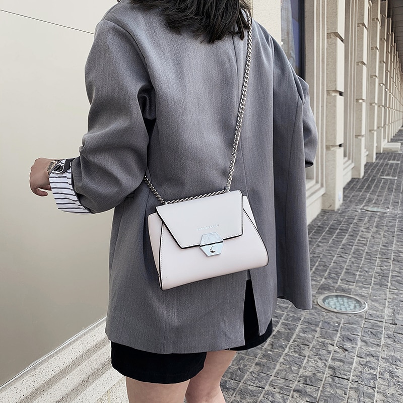 Sommar liten väska populära kedjor lås budväska kvinnor enkel vild axel tjejväska svart röd