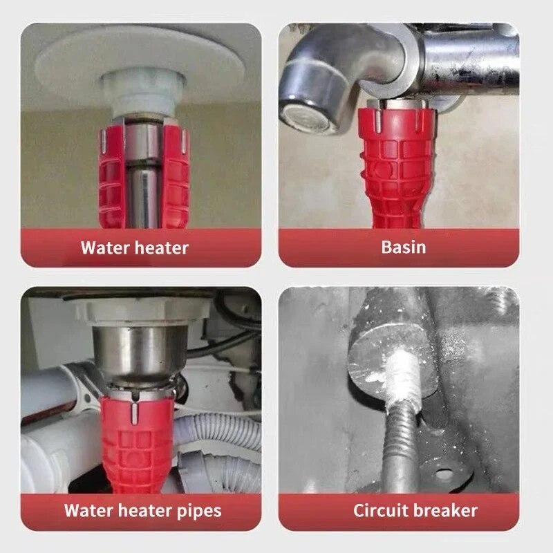 14-in-1-Waschbecken-Wasserhahn-Schraubenschlüssel, Sanitär-Reparatur-Werkzeug, Griff, Doppelkopf-Schraubenschlüssel, Schraubenschlüssel, Werkzeug-Installateur, Ratschenschlüssel-einstellen für Badezimmer