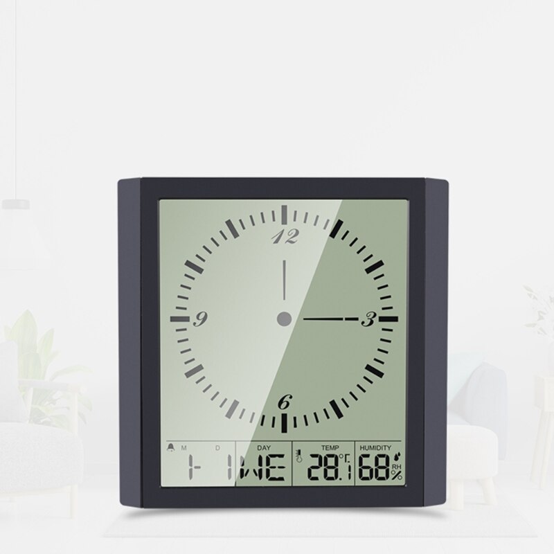 20x20cm Wall Hanging Digital Clock Thermometer Humidity Gauge Large Screen LCD Dispaly Electronic Analog Wall Clocks